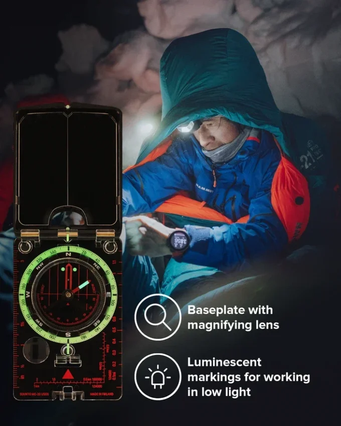 Boussole à miroir Suunto MC-2 NH USGS pour les aventures en montagne