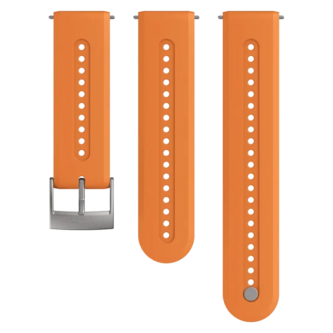 Bracelet Suunto 24 mm Athletic 7 en silicone, couleur Granite Orange, taille S+M
