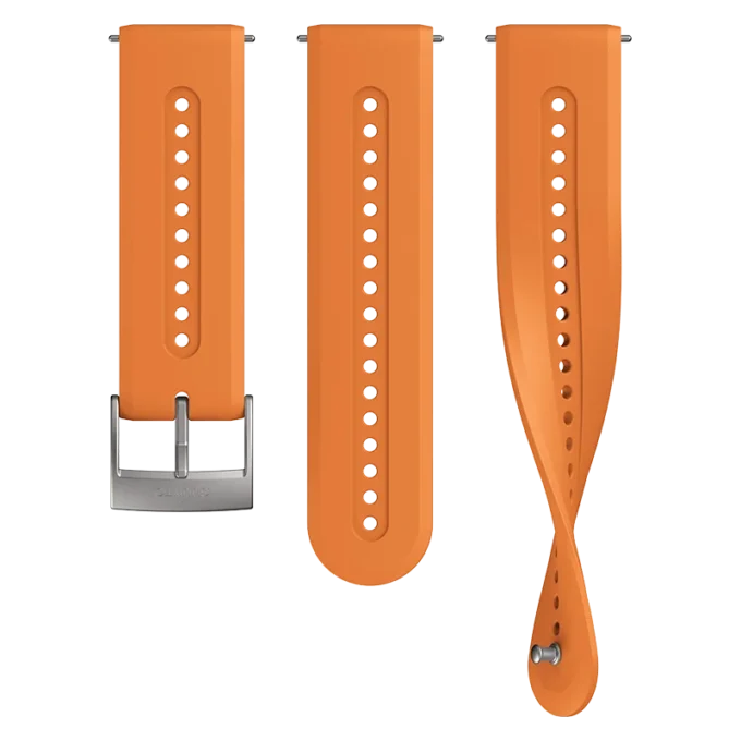 Bracelet Suunto 24 mm Athletic 7 en silicone, couleur Granite Orange, taille S+M