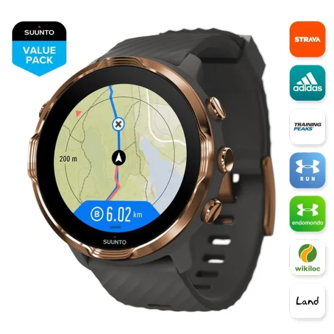 Suunto 7 Graphite Copper – montre connectée offrant une expérience sportive polyvalente Suunto 7 Graphite Copper – montre connectée offrant une expérience sportive polyvalente