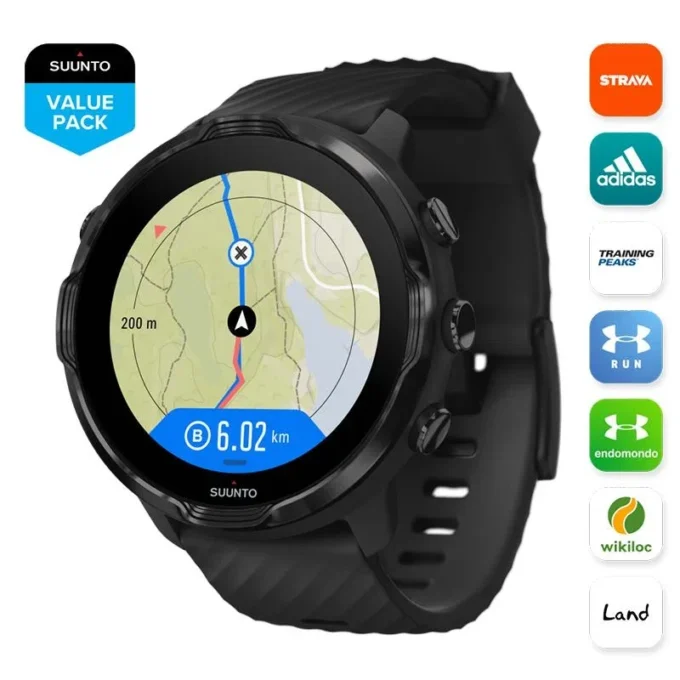 Suunto 7 noire – montre connectée offrant une expérience sportive polyvalente Suunto 7 noire – montre connectée offrant une expérience sportive polyvalente