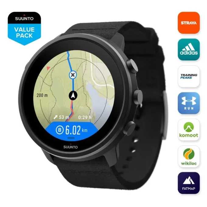 Suunto 7 titane noir mat – montre connectée offrant une expérience sportive polyvalente