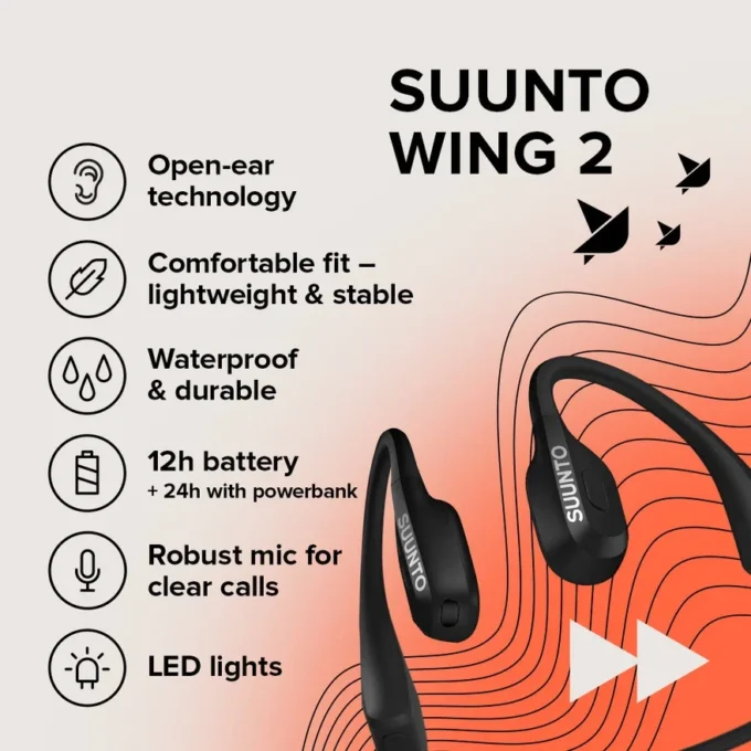Suunto Wing 2 noir – casque à conduction osseuse haut de gamme Suunto Wing 2 noir – casque à conduction osseuse haut de gamme