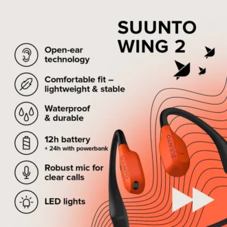 Suunto Wing 2 orange corail – casque à conduction osseuse haut de gamme