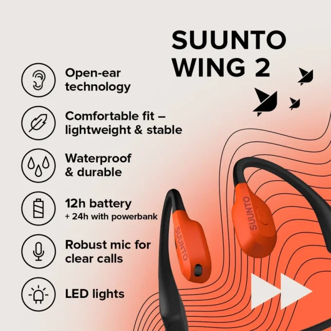 Suunto Wing 2 orange corail – casque à conduction osseuse haut de gamme Suunto Wing 2 orange corail – casque à conduction osseuse haut de gamme
